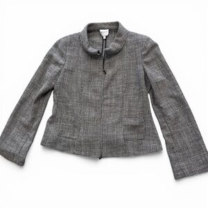 Armani Collezioni Textured Zip-Front Rolled Collar Jacket Size 14